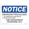 Signmission OSHA Notice, 5" Height, Emergency Procedures 1. Use Emergency Pump Sign, 7" X 5", Landscape OS-NS-D-57-L-11886 - alternate 1
